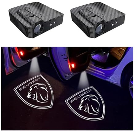 2 unidades de luces de bienvenida con proyector inalámbrico para puerta de vehículo BSWNSJZT, luces de cortesía para Peugeot 3008 5008 208 2008 308 508 SW GT 2020-2022 2023 2024 2025, luces de