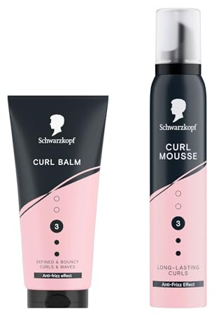 Schwarzkopf Curl Balm 150ml, for Curly Hair, Defined & Bouncy Curls & Waves, Vegan* Styling Hair Balm and Schwarzkopf Mousse Curl 200 ml, Long Lasting Curls, Anti-Frizz Effect, Vegan*