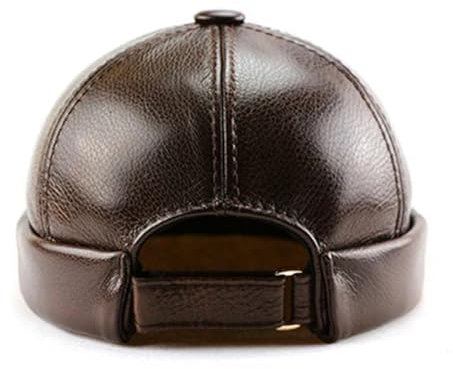 PSNKLMM HüTe Ohne Krempe Herren Rindsleder Leder Hut Männer Street Hat Caps Brimless Melon Cap Beanies for Männer FüR MäNner Und Frauen(Brown,60-61cm)
