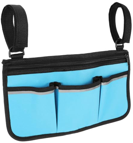 PLAFOPE Tasche für Rollatoren Aufbewahrungstasche für Rollstuhl Rollstuhltasche aus Oxford Gewebe Blau Leicht und Praktisch | Rollstuhl und Kinderwagen, zur Aufbewahrung von Becher, Essen, Handy und Kleinteilen