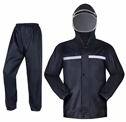 Adult Rain Suit Waterproof Jacket & Trouser Suit Raincoat Unisex Multifunctional Rain Jacket Outdoor Anti-Storm Hooded Rainwear with Brim hat