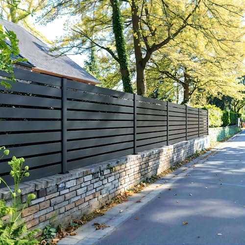 Kit Valla de Aluminio Calado sobre Pared OLINDA Antracita 9,20x1,8m - Lamas caladas 21x100x1780 mm - Mampara de privacidad - Palisade