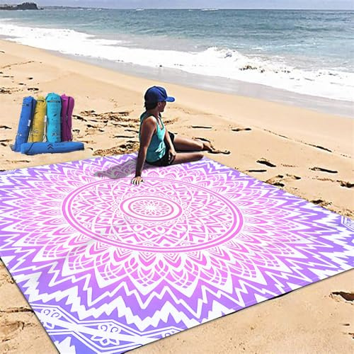 DOTBUY-SHOP Stranddecke Groß, Stranddecke Sandfrei, Picknickdecke Wasserdicht, Tragbare Faltbar Strandmatte, Schnelltrocknend Outdoor Picknickmatte für Wandern (Rosa Farbverlauf,200x240cm)