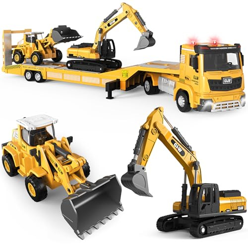 dashfor Construction Toys For 3-6 Year Old Boys: Digger Toys Construction Truck Toys Set Toddler Car Toy, Construction Vehicle Toys For 3 4 5 6 7 Years Old Boys Gifts