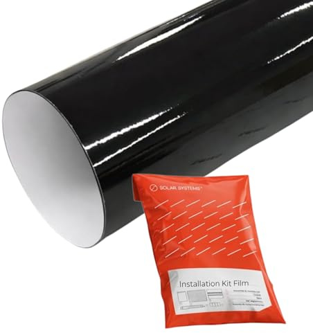 SOLAR SYSTEMS - Selbstklebende Autofolie, Lackschutzfolie, Klebefolie für Autos, Motorräder und Heimwerker - Einfaches Anbringen und Entfernen ohne Rückstände - G12 2080 Schwarz Glänzend - 30x200