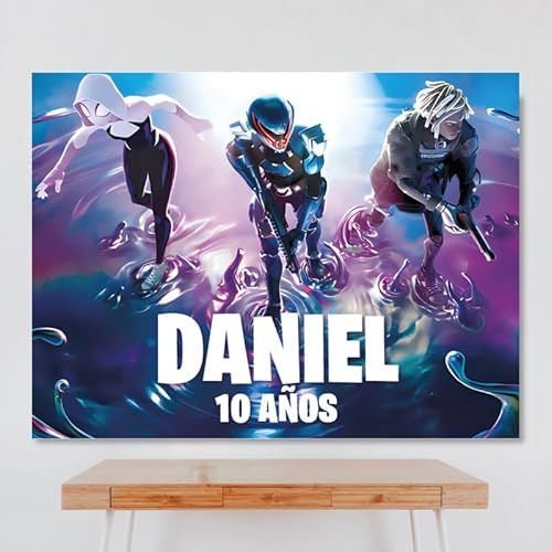 Cartel Personalizado Fortniitee, 100x80 cm, Pancarta Cumpleaños, Decoracion Fortniitee