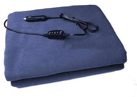 Elektrische 12V Heizdecke 100x149cm - Kuschelige Decke, Sicheres Design für Gleichmäßige Wärme | Beheizbare Reisedecke für Auto Truck Boot Camping (Marineblau)