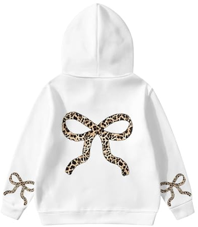 Generisch Jogging Suit Girls Kids Tracksuit Sports Wear Girls Long Sleeve Hoodie Printed Loose Fit Pullover Fleece Top for Casual, White, 7-8 Jahre