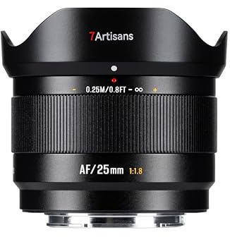 7artisans AF 25mm F1,8 APS-C E-Objektiv, 180g, stor bländare, autofokusobjektiv med ansikts-/ögonigenkänning, kompatibelt med Sony E Mount A6000/A5000/A3000/A6700