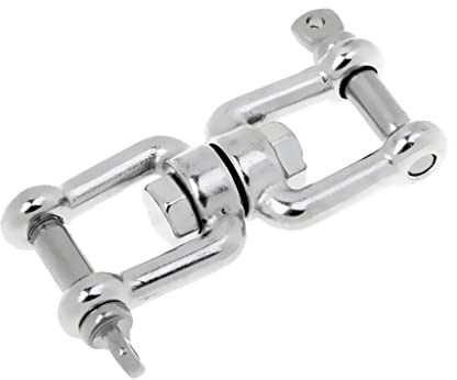 MotiveTech Conector Giratorio de Ancla con Doble Grillete Integrado Accesorio para Cadena Marino en Acero Inoxidable Adecuado para Veleros Usos Acuáticos, M6