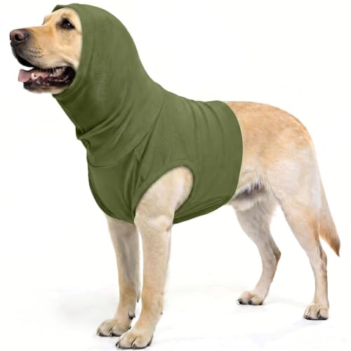 PUMYPOREITY Katze Halstuch, Kopfverband Katzen Schal Hundeschal Nach Halsop Kopfschutz Hunde Nackenschutz, Wunde Stellen Vor Kratzen Schützen(Armeegrün, 3XL)