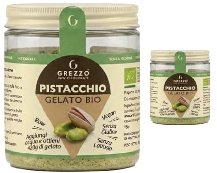 Preparato per Gelato al Pistacchio BIO – Senza Gelatiera, Facile e Veloce – Con Pistacchio 30% – Senza Lattosio e Glutine – Confezione da 2 per 840g di gelato bio al pistacchio