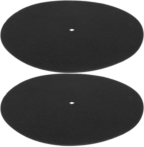 POPETPOP Accesorio para Tocadiscos 2 Almohadillas Protectoras de Fieltro Negro Material Grueso y Resistente para Discos de Vinilo para Uso en Hogar