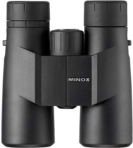 MINOX BF 10x42 Fernglas – Universal-Fernglas in Schwarz zur Tierbeobachtung mit 1,2m Nahbereich – Inkl. Trageriemen und Bereitschaftstasche