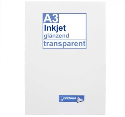 Inkjet Klebefolie 10 x DIN A3 transparent glänzend, klar - Glasklar - Druckerfolie zum bedrucken mit Tinte