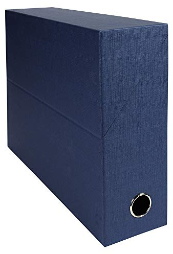 Exacompta - Ref 89527E - 1 transferbox för canvas - 90 mm rygg - Med metallögla - För A4-format - Mått 25,5 x 34 x 9 cm - Mörkblå färg - Levereras monterad
