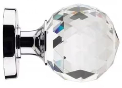crystal cut glass mortice door knob 50mm rose polished chrome from e-hardware (Price is per pair)