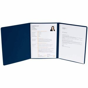 Exacompta 10 x Bewerbungsmappe 3-teilig 2 Klemmen Leinenstruktur dunkel-blau
