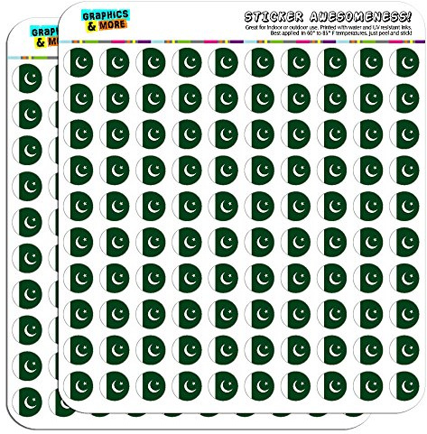 Pakistan National Country Flag 1/2 (0.5) Planner Calendar Scrapbooking Crafting Stickers - Opaque