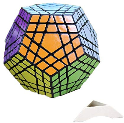 FunnyGoo ShengShou 5x5x12 Megaminx Dodekaeder 5x5 Gigaminx Megaminx Cube 12 Surface + EIN angepasstes Stativ (Schwarz)