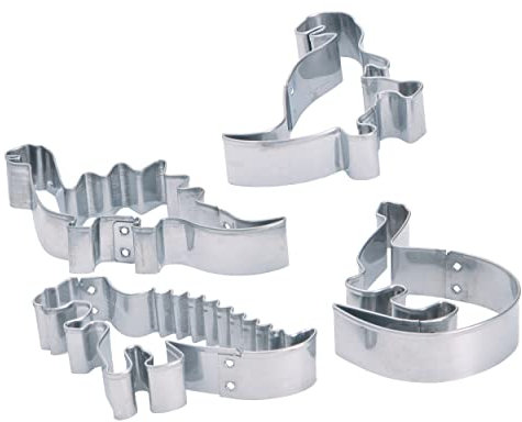 KitchenCraft Cortadores de Galletas, Cortadores con Forma, Dinosaurios, Juego de 4 Piezas