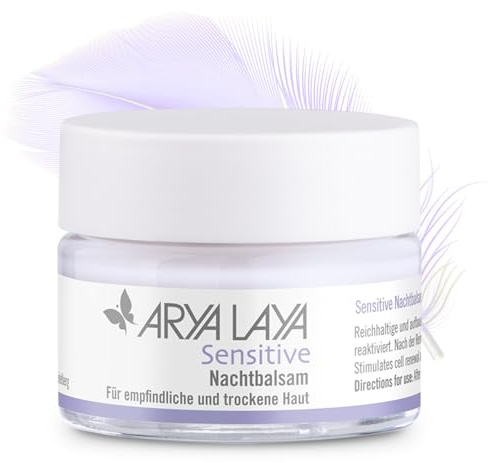 ARYA LAYA Sensitive Nachtbalsam, 50 ml | Regeneration über Nacht für irritierte & trockene Haut, mildert Hautrötungen & Juckreiz, entzündungshemmend & beruhigend