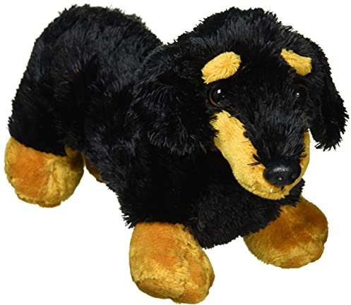 Aurora 8-inch Flopsie Dachshund, Black and Brown