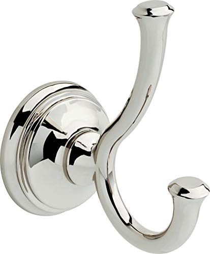 Delta Double Towel Hook for Bathroom or Kitchen| Polished Nickel | Cassidy Accessories