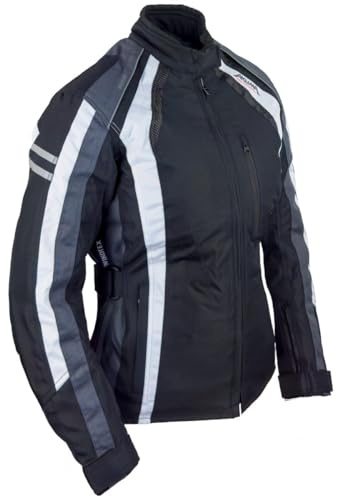 Roleff Racewear Damen Motorradjacke Venedig RO 980, Schwarz/Weiß/Grau, Größe L