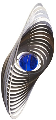 A2003 - SKARAT hochwertiges 3D Windspiel aus Edelstahl mit Glasperle - Kreis 15cm x 15cm - Made in Germany