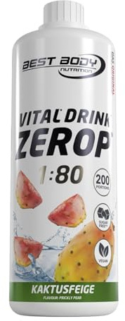 Best Body Nutrition Zerop Getränkekonzentrat Kaktusfeige, 1 l | Zuckerfrei, ohne Aspartam, kalorienarm, mit Vitamin B1, B6 und Niacin, Mischverhältnis 1:80, Geschmack Kaktusfeige