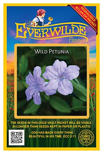Everwilde Farms - 100 Wild Petunia Native Wildflower Seeds - Gold Vault Seed Packet