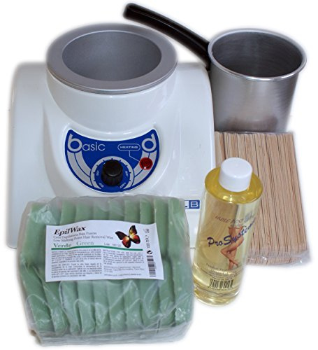 EPILWAX - Komplett varmvax hårborttagning kit pärlpärlor - azulen - 1 kg - tank 800 ml - 1 enhet