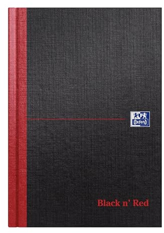 Oxford Black n' Red A5 Notebook, Hardback Casebound, Lined, 192 pages (Single)