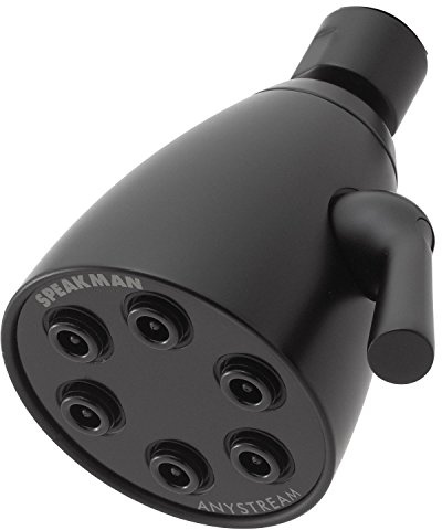 Speakman S-2252-MB Signature Brass Icon Anystream High Pressure Adjustable Shower Head, Matte Black, 3 Settings