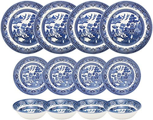 Churchill Blue Willow 12 Piece Dinner Set