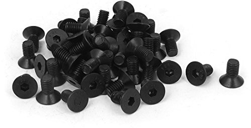 sourcing map 50 Stück M5x 10mm Senkkopfschrauben 10,9 Kohlenstoffstahl Senkkopfschrauben mit Innensechskant Schwarz