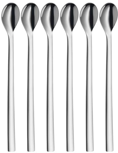 WMF Nuova Longdrinklöffel 6-teilig, lange Löffel 22 cm, Latte Macchiato Löffel, Joghurt, Cocktail, Cromargan Edelstahl poliert, spülmaschinengeeignet