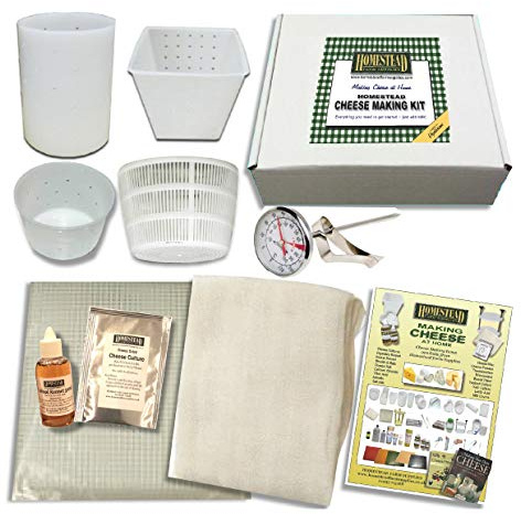 Homestead Cheese Making Kit for Hard & Soft Cheese - with 4 Moulds