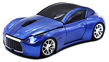 MGbeauty Souris sans Fil de Voiture de Sport Souris Optique pour Ordinateur avec lumière LED (Bleu)