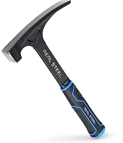 Real Steel Ultra Rock Pick Hammer 20 oz One Piece Steel Chipping Brick Masonry Hammer with Rubber Grip for Geological Study and Rock Hounding 0523