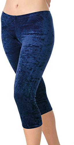 Fischer 77122 Samt Caprihose Mädchen Gymnastik Turn Sport Capri Hose in wolkiger Samt Optik, Ökotex 100 Zertifiziert, Größe: 128, Farbe: Marine