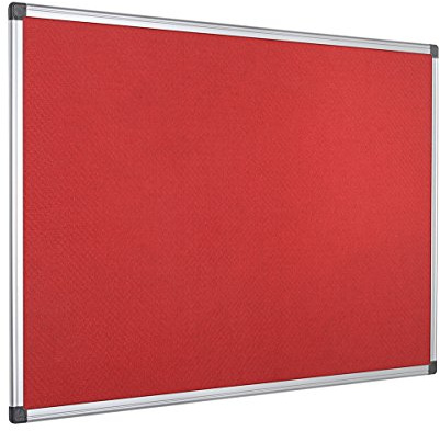 Bi-Office Maya filtplatta, med aluminiumram, röd filtyta, för användning med anslagstavlor, anslagstavla, 120 x 90 cm