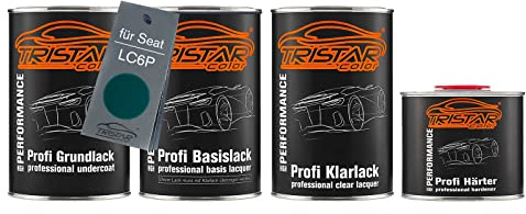 TRISTARcolor Autolack Dosen Set für Seat LC6P Verde Dragon Metallic 3,5L | Set aus Grundlack + Basislack + 2K Klarlack + Härter, Literware, spritzfertig