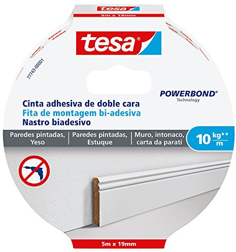 Tesa 77743-00001-00 Nastro per Fissaggio - Carta da Parati ed Intonaco, Bianco