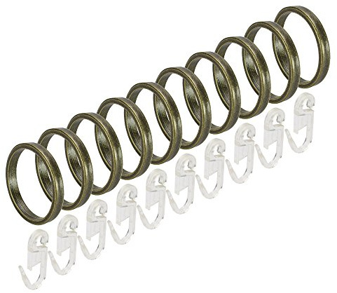 Liedeco Gardinenringe für Gardinenstangen Blues ø 20 mm | 10 Stück | Messing-antik