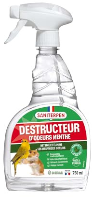 SANITERPEN - Désodorisant Destructeur d’Odeurs Prêt à l’Emploi - Spécial Animaux & Elevage - Multi-surfaces - Parfum Menthe-Eucalyptus - Fabrication Française - Pulvérisateur 750 ml
