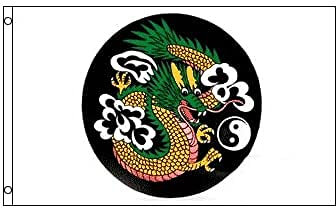 AZ FLAG - Drapeau Dragon chinois Yin et Yang - 150x90 cm - Drapeau Dragons Chine 100% Polyester Avec Oeillets Métalliques Intégrés - Pavillon 110 g