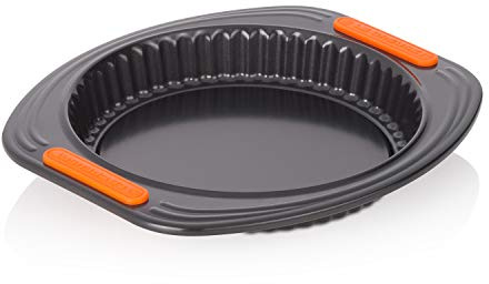LE CREUSET Tortiera, Diameter 30 cm, Resistente alle Sostanze Acide, Finitura in Acciaio al Carbonio, Antracite/Arancio