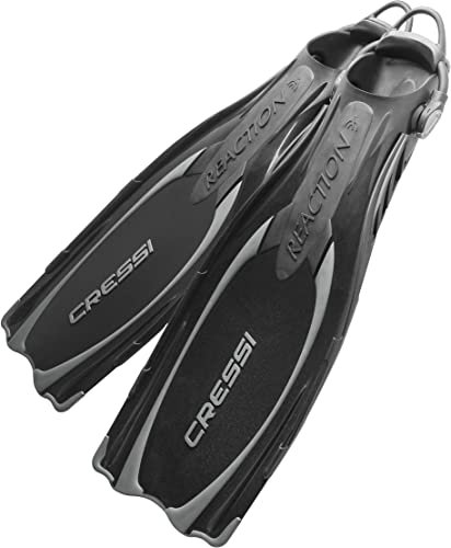 Cressi Fersenbandflosse Reaction EBS Fins, Schwarz/Silber, M/L, BE095542